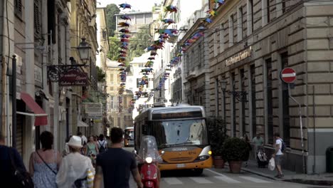 colorful street scene in a european city
