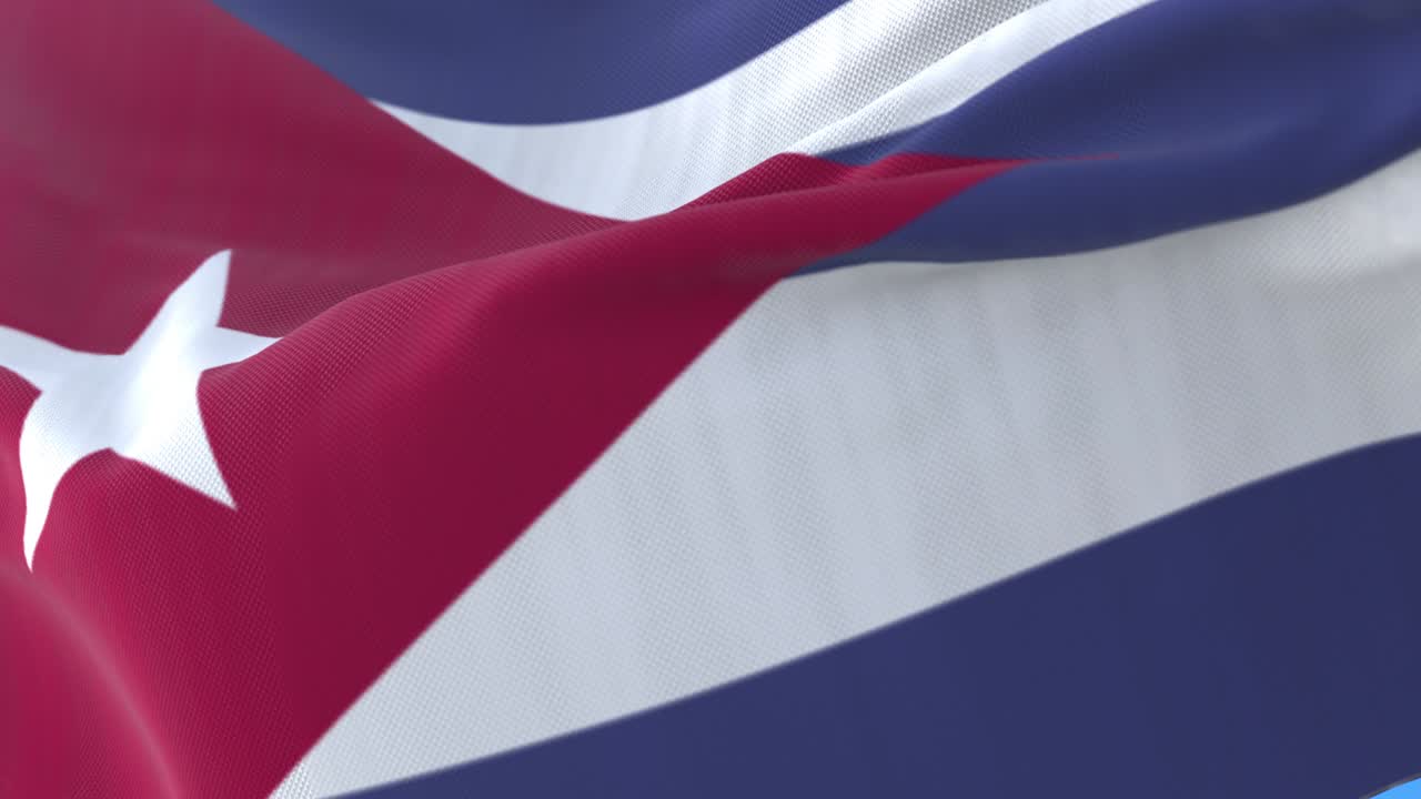 Bandiera di Cuba che sventola lentamente al vento, in loop