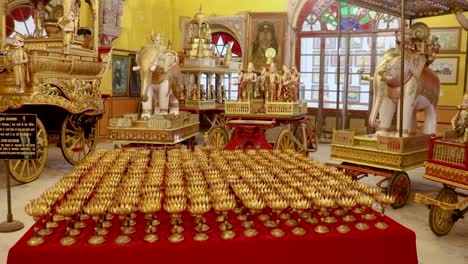 artistic holy lotus flower made of bronze from flat angle video is taken at soni ji ki nasiya jain temple, ajmer, rajasthan, india on aug 19 2023