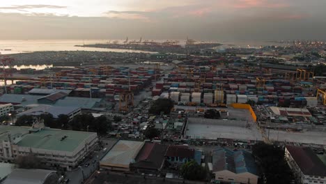 aerial shot from above manila port the largest and the premier international gateway to the country