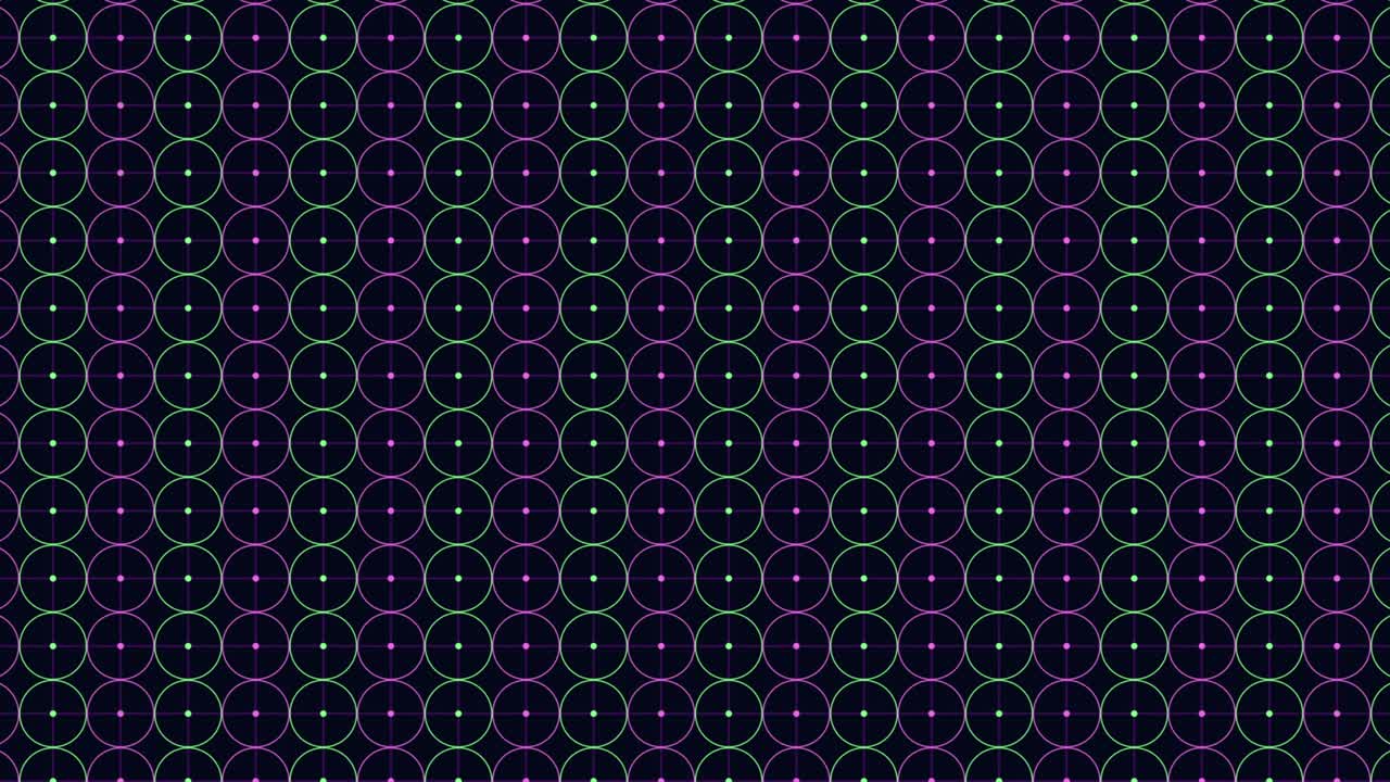 Neon red and green circles pattern with dots