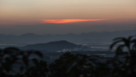 Time-lapse-shot-of-landscape-in-the-fog-mountain-and-trees-Vietnam