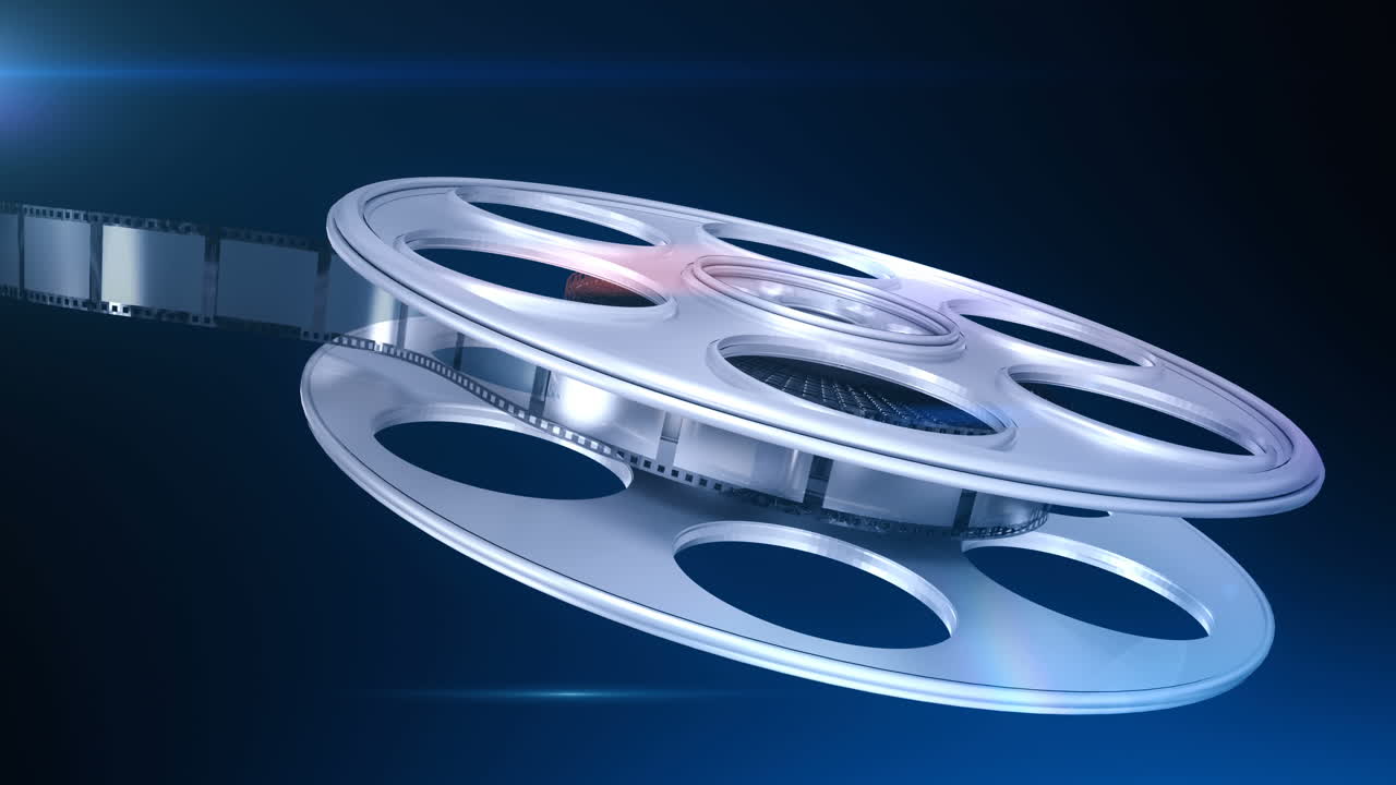 필름 릴에서 굴러 나오는 필름