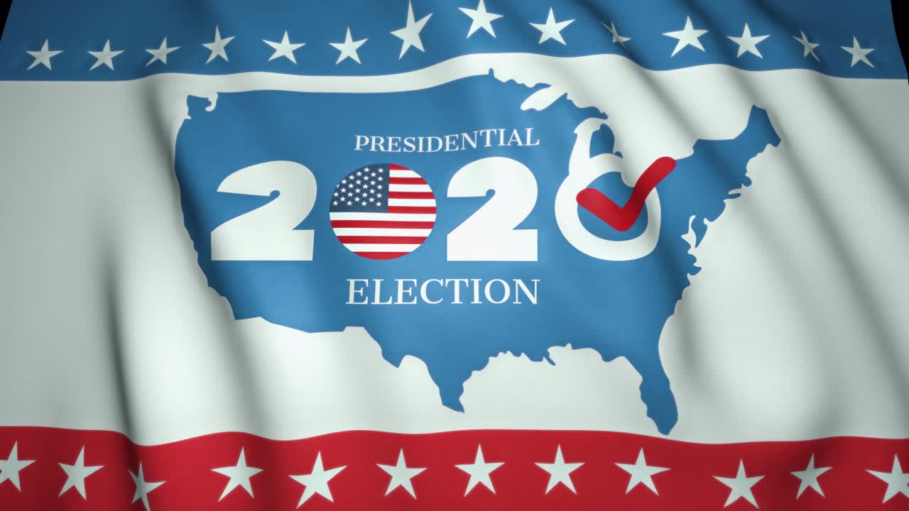 waving flag, presidential election 2020 in US, background, loop animation