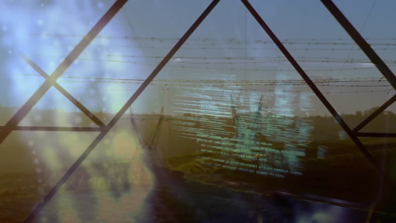 전기 기둥 위의 데이터 처리의 애니메이션