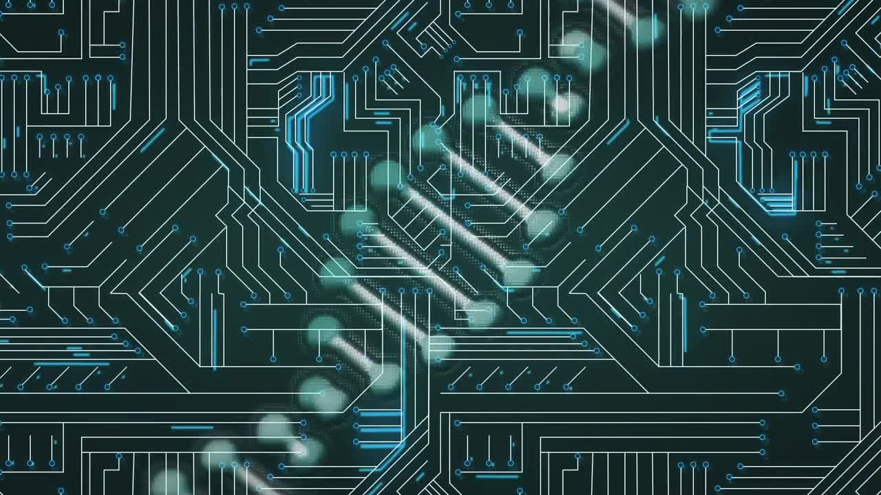 animación de la red de conexiones sobre la cadena de adn