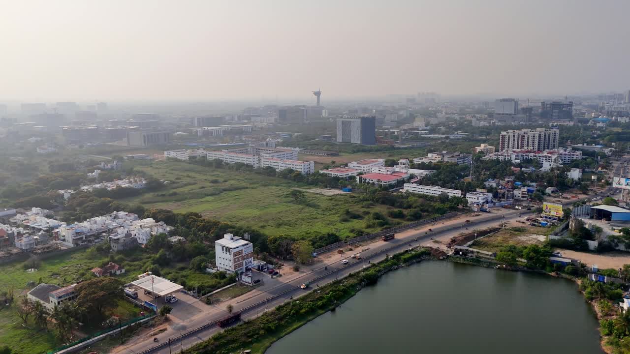 Aerial view of Chennai Kelambakkam's location along the OMR corridor a vital link to Chennai's IT hub and well-connected to other parts of the city East Coast Road (ECR) and Vandalur-Kelambakkam Road.