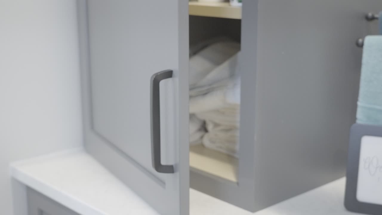 Self close technology in process. Modern bathroom design