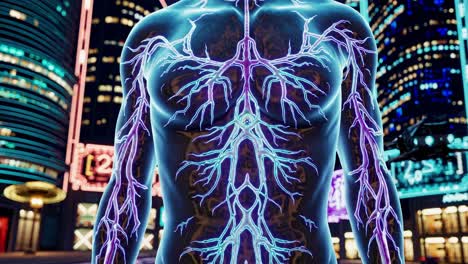 human vascular and lymphatic system in an urban setting