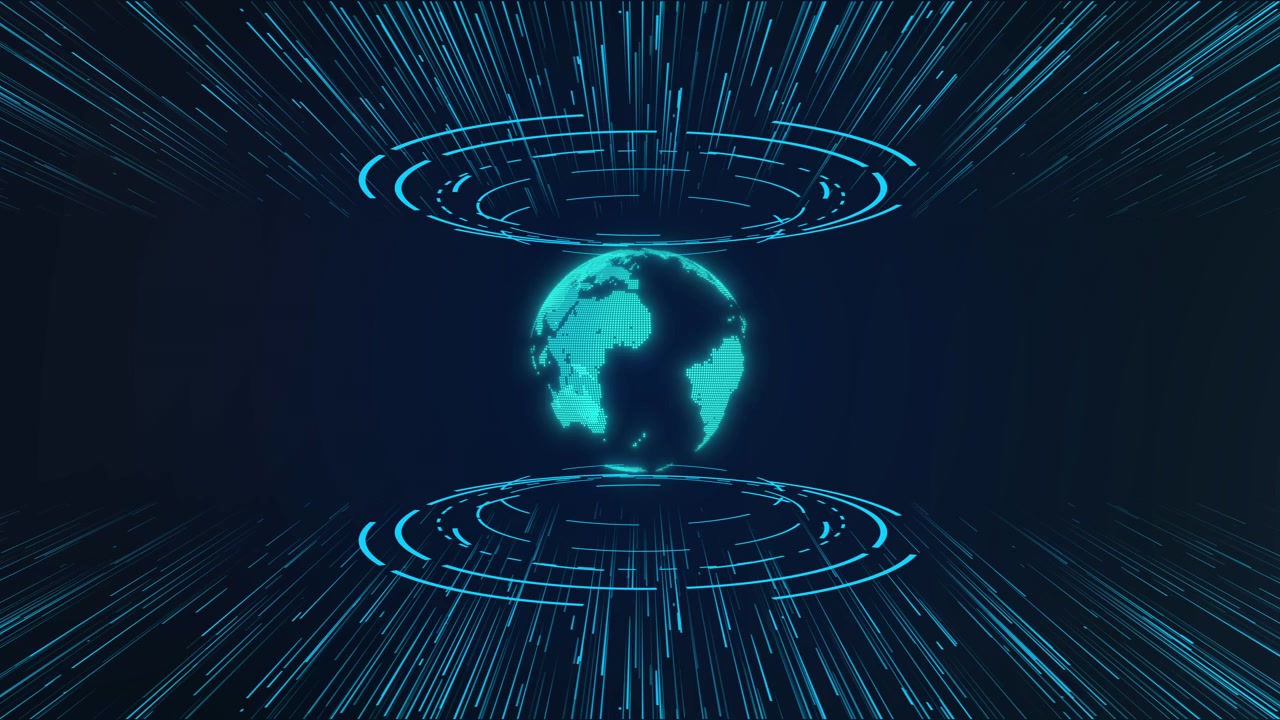 Digital Holographic Earth Rotating in Futuristic Data Space
