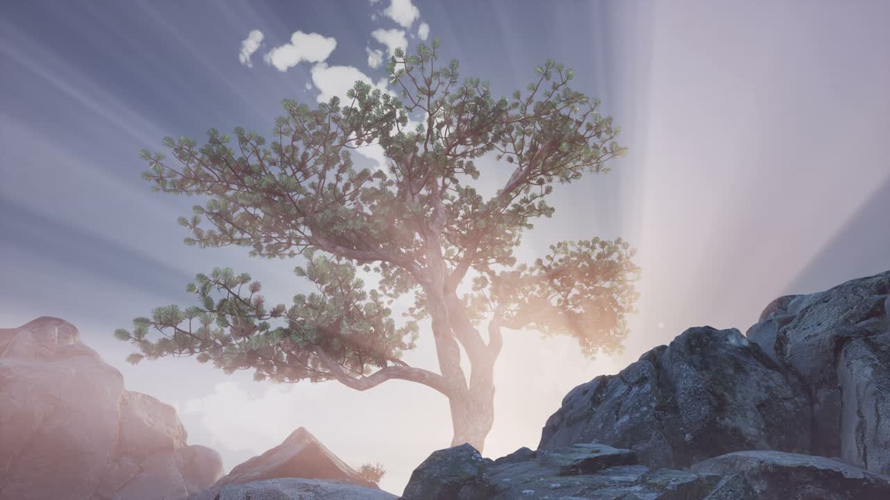 나무들을 가로지르는  ⁇ 빛