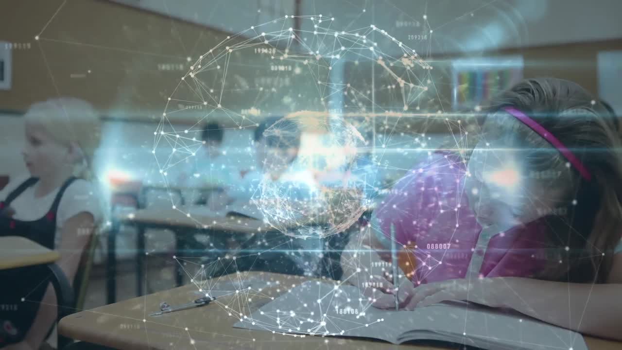 animación de la red de conexiones a través de la escritura de las escolares