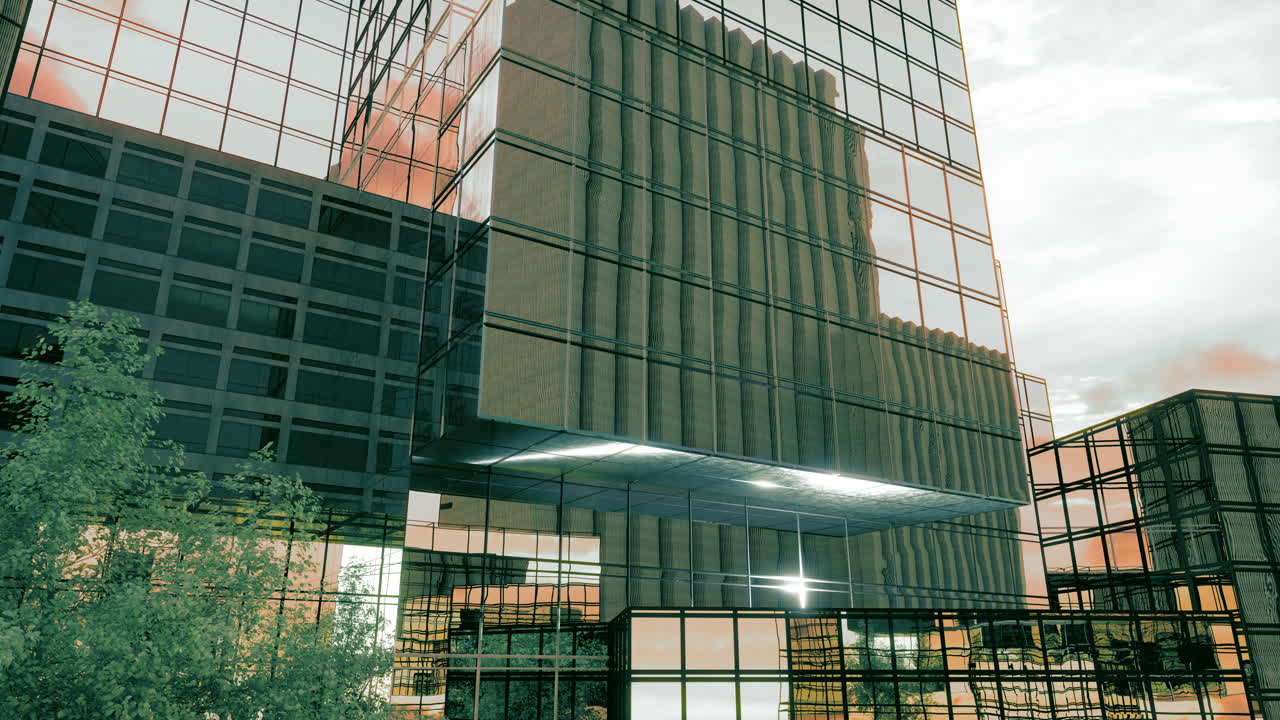 tiempo de lapso de tiempo de construcción de vidrio corporativo de concreto abstracto