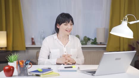 the successful female student is happy and full of joy.