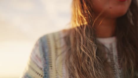 portrait of happy girl in sunlight reflection outdoors