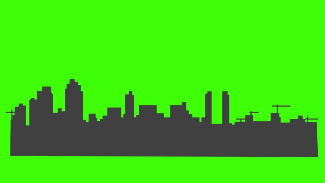 Silueta del icono de la ciudad de San Diego apareciendo en la pantalla verde
