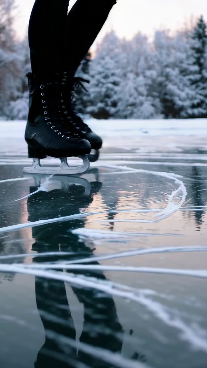 patinaje sobre hielo en un lago congelado