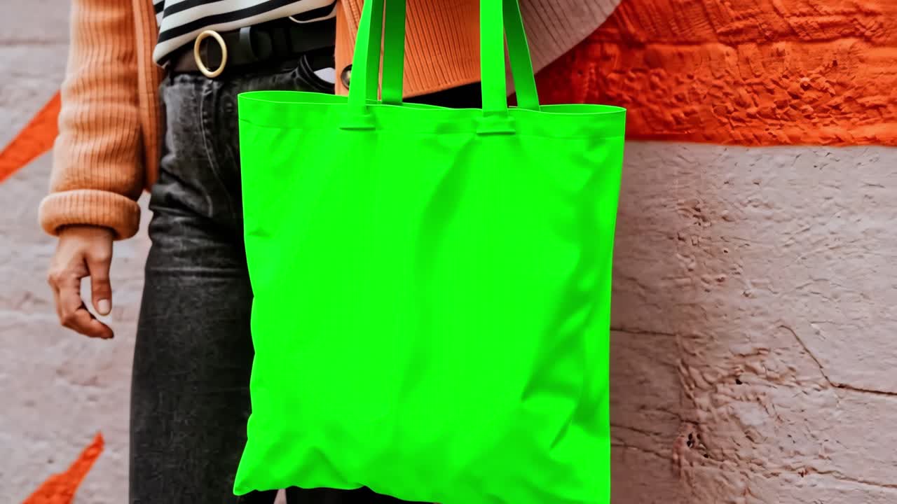 Canvas bag live mockup animation, transparent 4K video, green screen