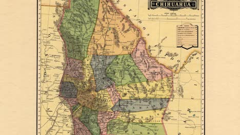 old nineteenth century map of the state of chihuahua in mexico