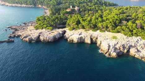 aerial view of the coast of lokrum island, dubrovnik croatia