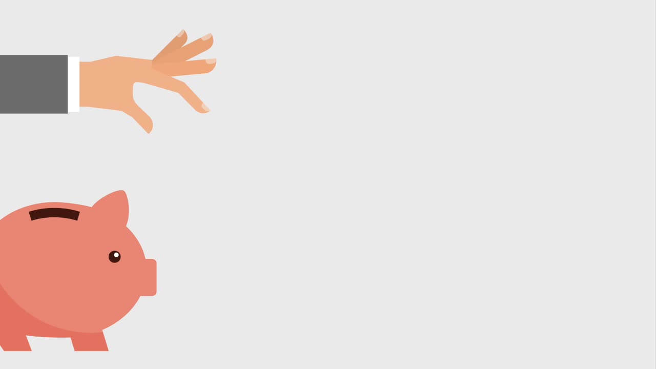 hand putting money into piggy bank icons