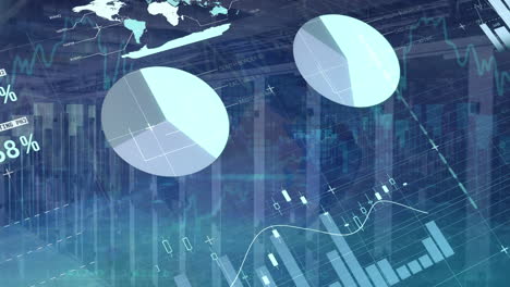 animation of data processing and statistics over computer servers