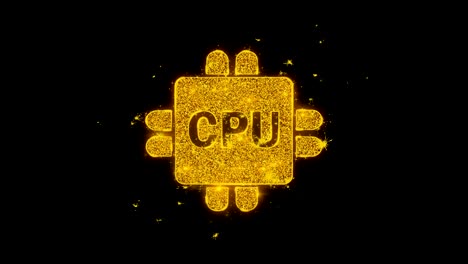 ikona cyfrowego procesora komputera wzbudza cząstki na czarnym tle.