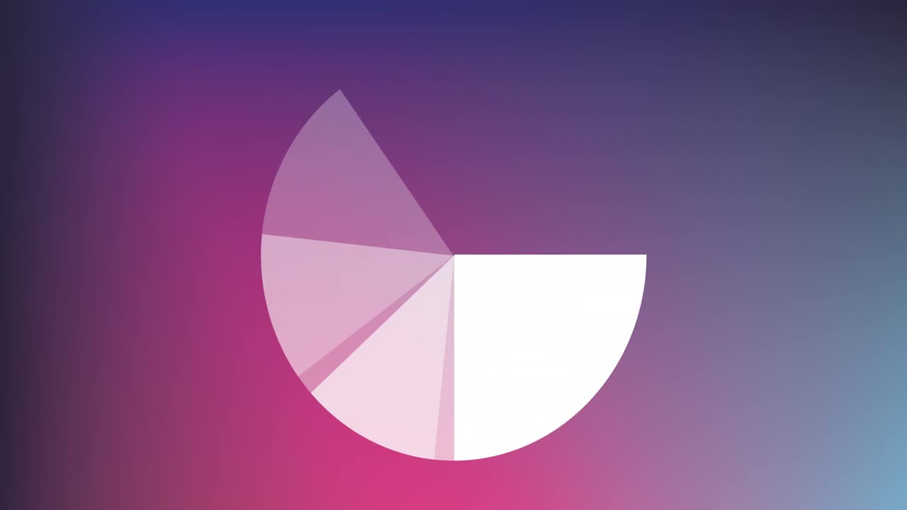 animación de las estadísticas del gráfico circular sobre un fondo rosado.