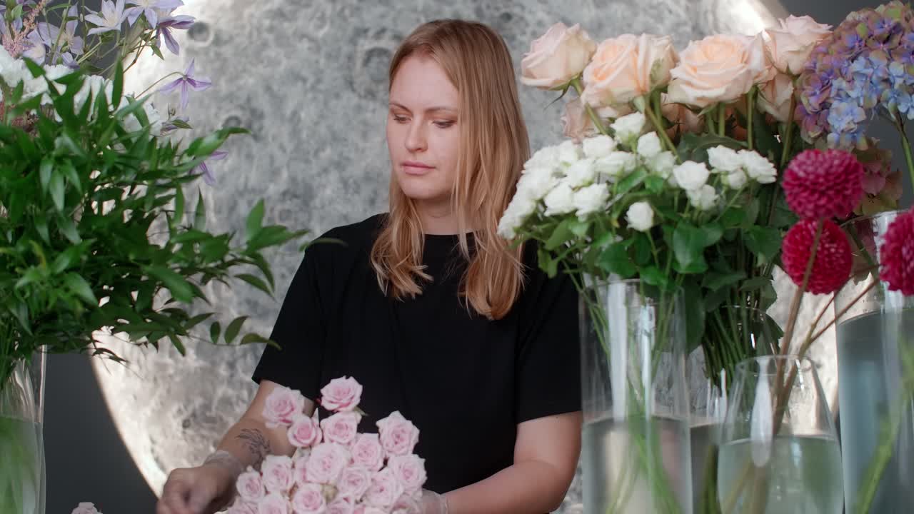 Fioraio che organizza i fiori