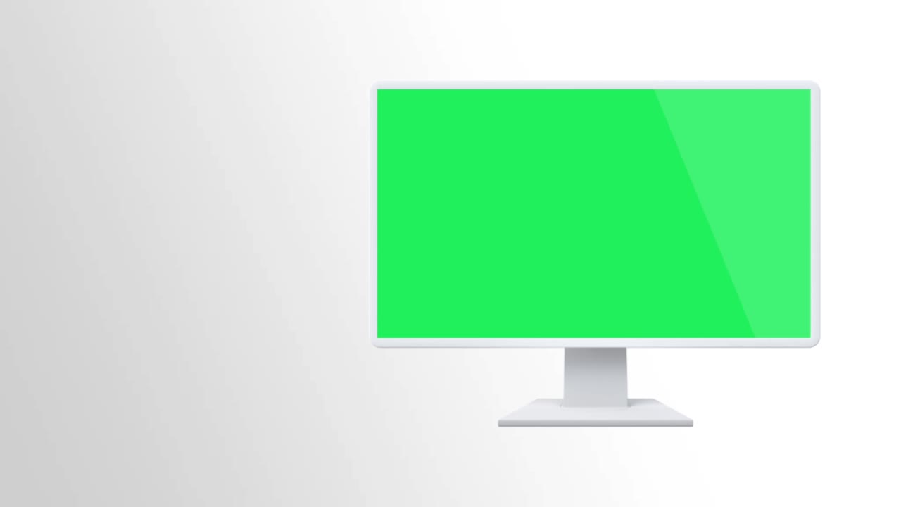 schermo del computer realistico con testo testo semplice e schermo verde.