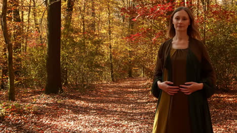 woman in autumn forest