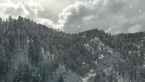 vistas aéreas de montañas y árboles cubiertos de nieve fresca