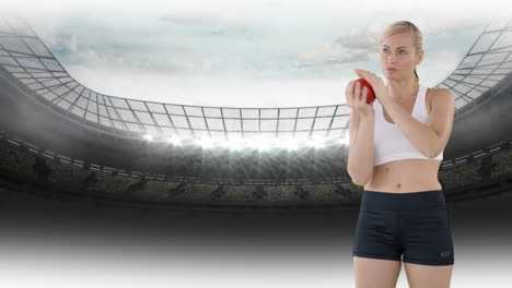mujer atlética en un estadio