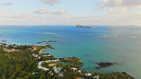 aerial drone of tropical beach in the mauritius island, indian ocean