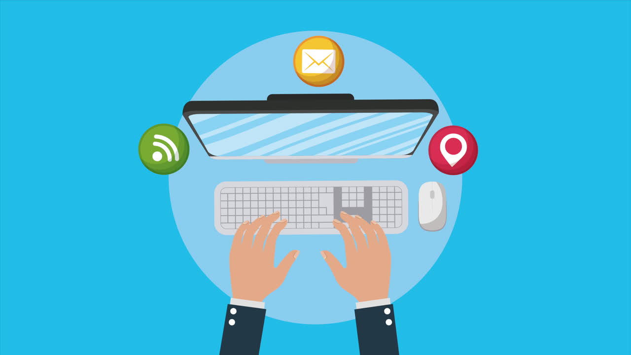 animación de dispositivos tecnológicos de computadora de escritorio