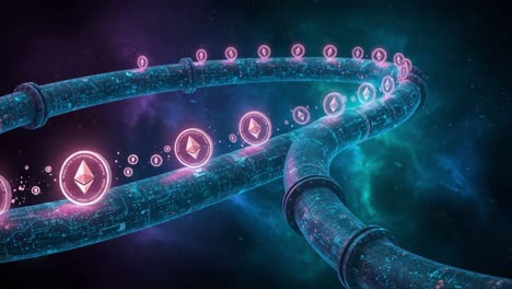 exploring the cosmic path of digital currency: a visual journey through ethereum's infinite loop in a futuristic galaxy