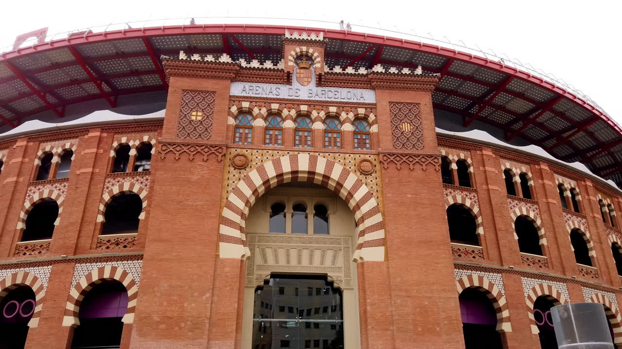 The facade of the Arenas de Barcelona Shopping Centre in Spain