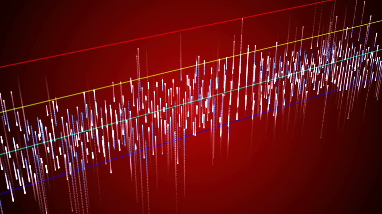 Wave analysis animation on red background