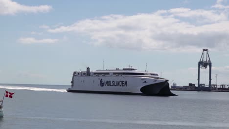 ferry arriving at port in denmark