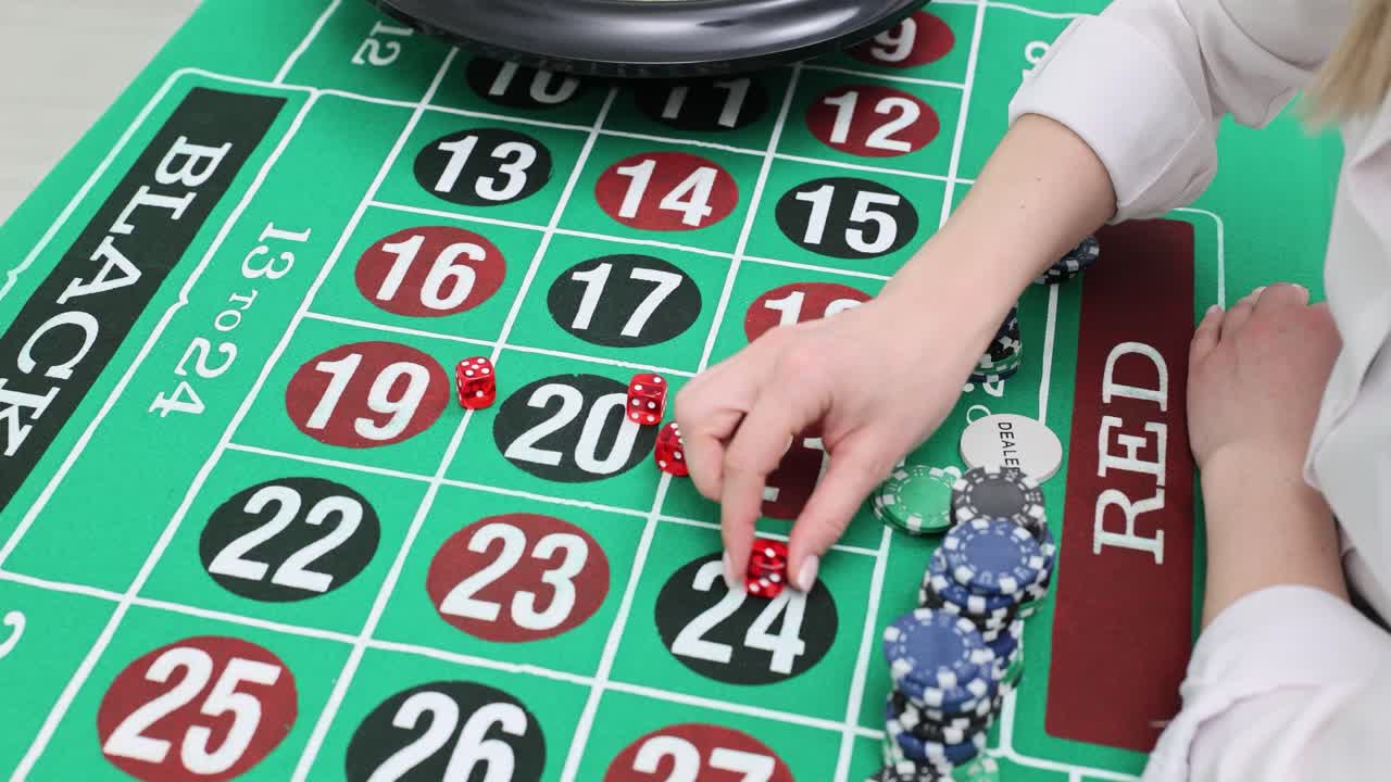 Roulette Table with Dice and Chips