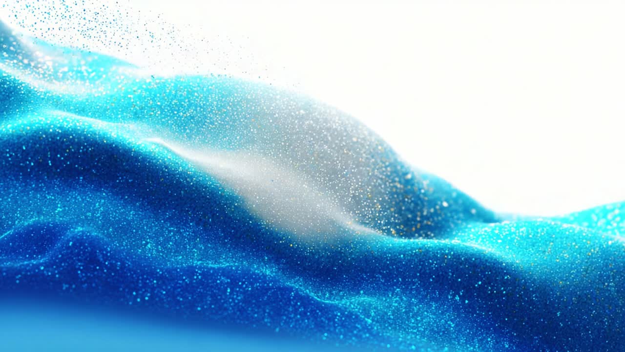 Mesmerizing Waves of Blue and Silver Particles Captured in Motion, Showcasing a Stunning Blend of Color and Texture, Creating an Ethereal Aesthetic That's Truly Enchanting