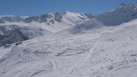 a breathtaking beauty panorama bottom up of the snowy mountains