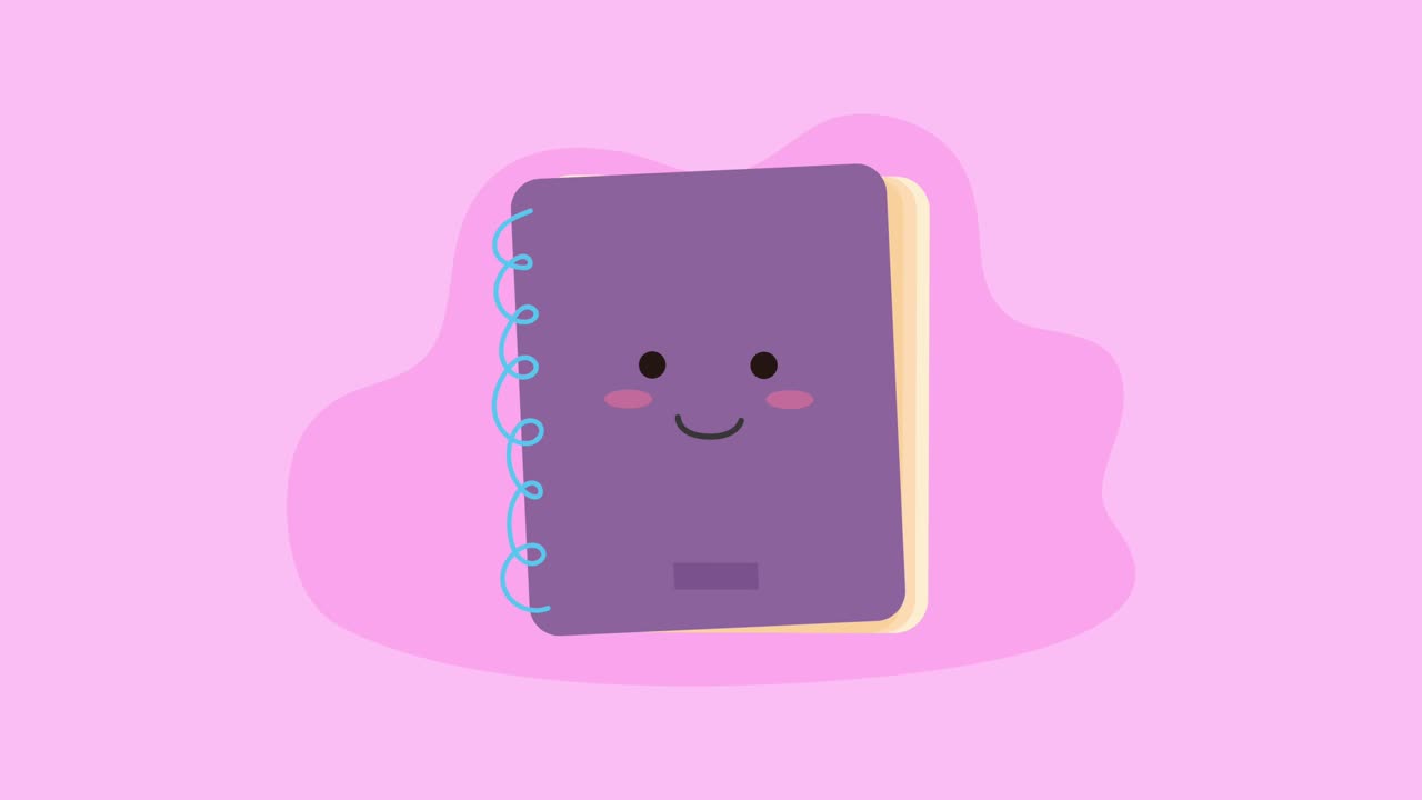 Søt Kawaii Lilla Spiralnotatbok