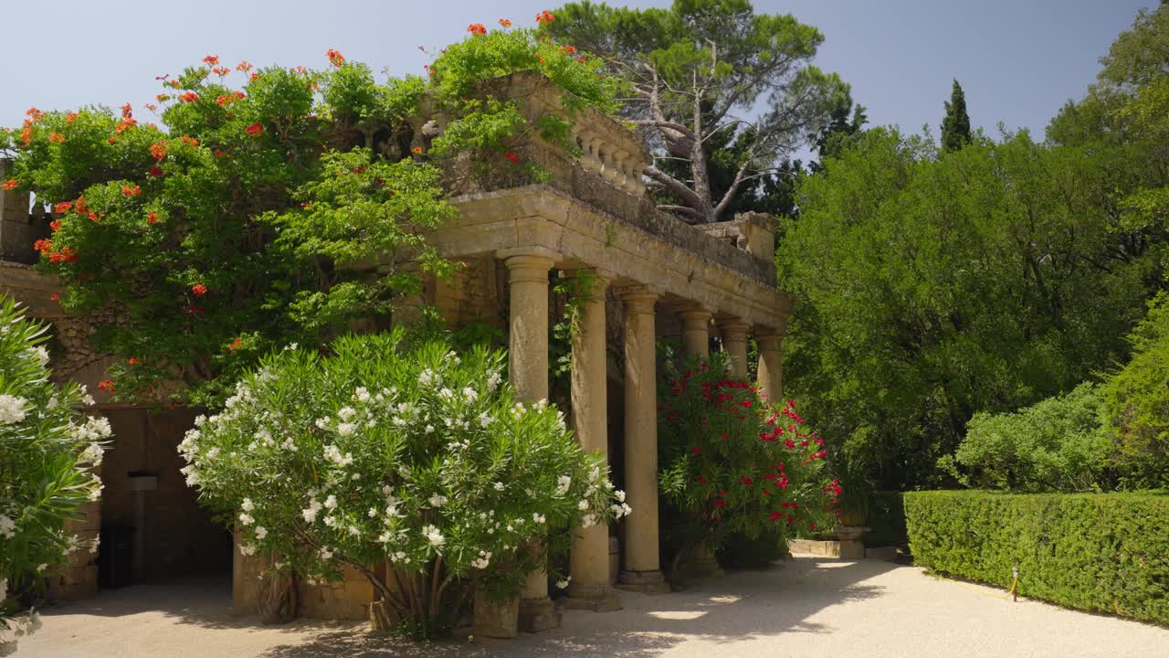Colorful exterior of Ch&acirc;teau de Castille, 13th-century ch&acirc;teau in the south of France