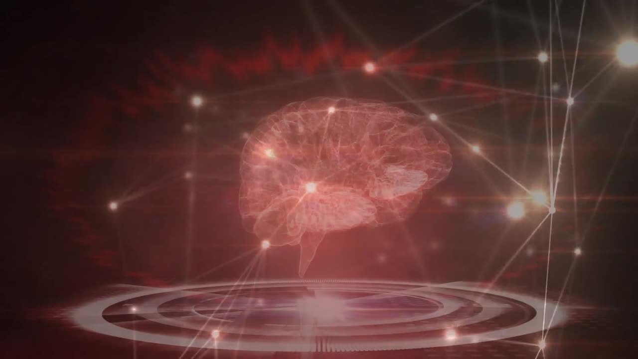 블랙 배경에 연결 네트워크와 데이터 처리의 애니메이션