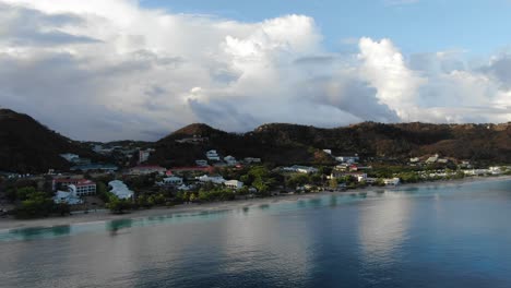 Luxury-apartments-on-tropical-sand-beach,-Grand-Anse-Beach,-Grenada,-Aerial