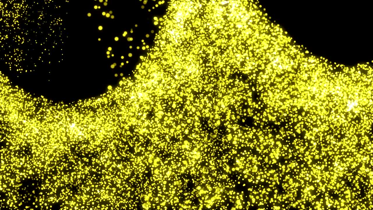 루핑 빛, 노란 금, 추상 3d, 혼란스러운 형태, 파동 입자, 모양, bg