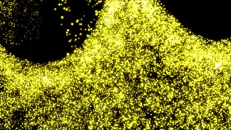el brillo de bucle oro amarillo abstracto 3d forma caótica partículas de onda forma bg.