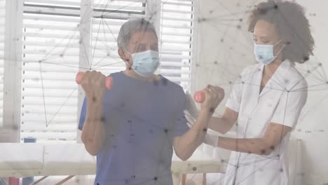 animation of connections over diverse doctor and patient exercising