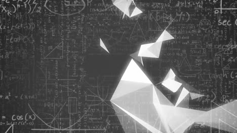 animación de ecuaciones matemáticas y formas sobre fondo negro